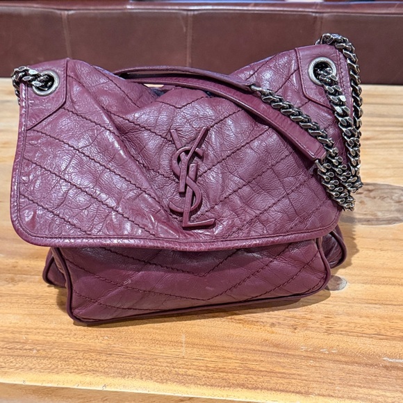 Yves Saint Laurent Handbags - Yves Saint Laurent Plum Quilted Leather Shoulder Bag